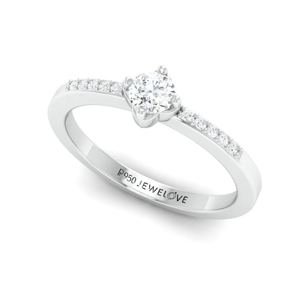 Jewelove™ Rings SI IJ / Women's Band only 20 Pointer Solitaire Platinum Ring with Diamond Accents for Women JL PT 574