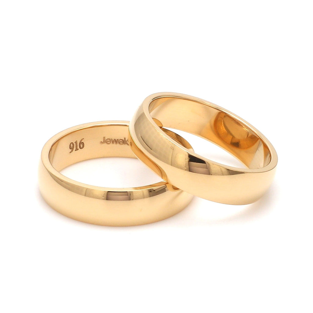 Jewelove™ Rings Yellow Gold / Both 22K 5mm Gold Band Couple Rings JL AU 22K