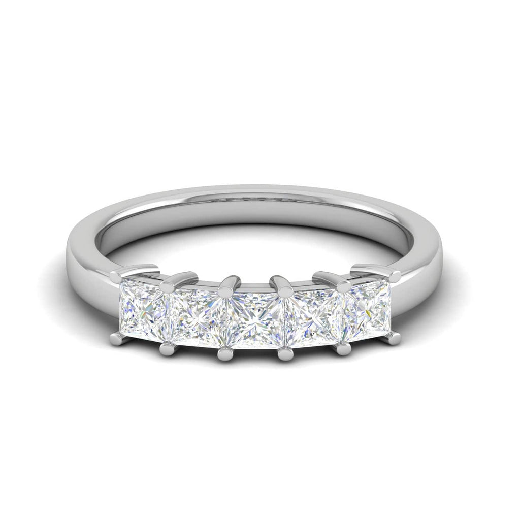 Jewelove™ Rings Women's Band only / SI IJ 25 Pointer Half Eternity Platinum Princess cut Diamonds Ring for Women JL PT WB PR 138