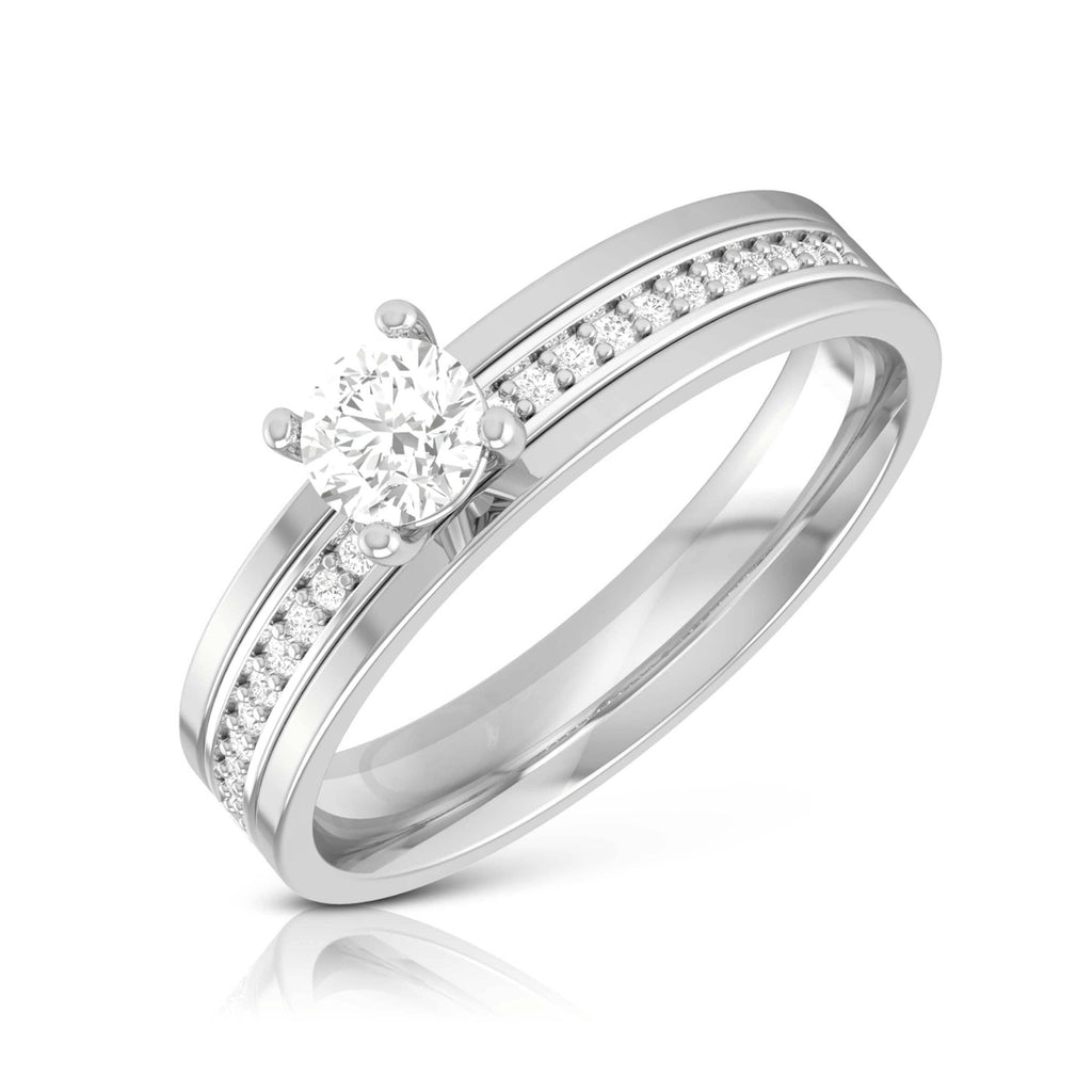 Jewelove™ Rings 25 Pointer Solitaire Platinum Diamond Shank Ring JL PT R-60