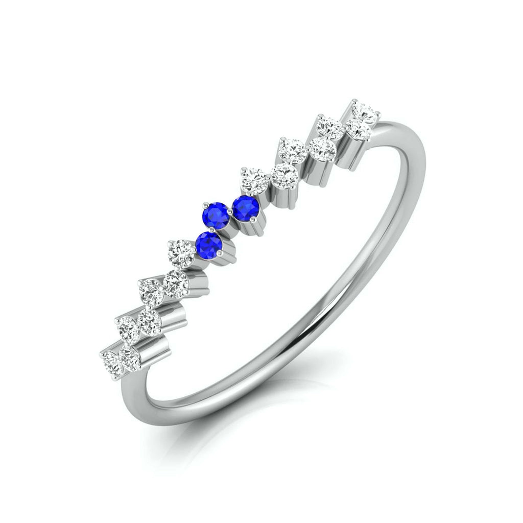 Jewelove™ Rings SI IJ / Women's Band only 3 Blue Sapphire Platinum Diamond Engagement Ring JL PT LR 7005