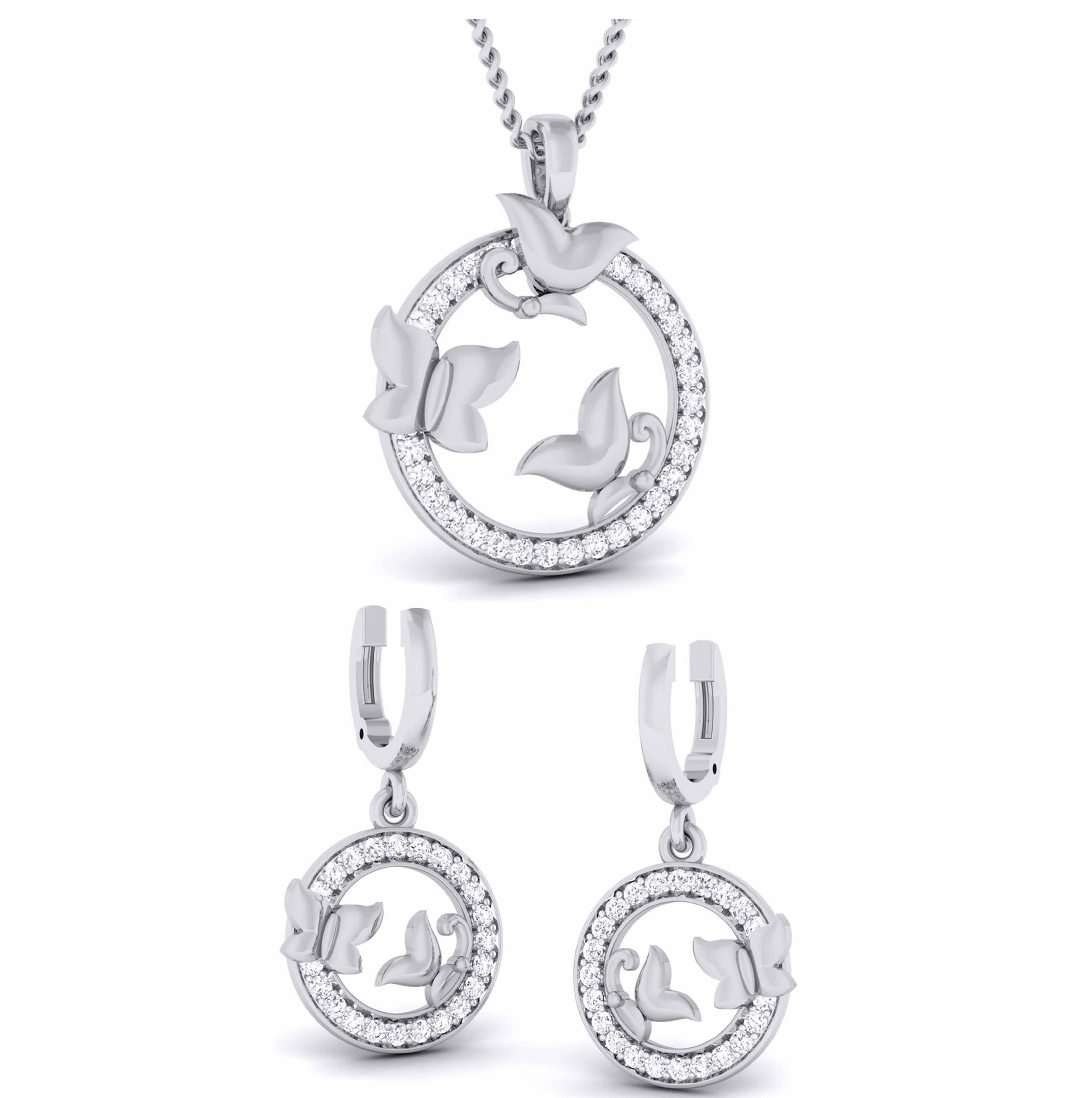 Butterfly Circle Platinum with Diamond Pendant Set JL PT P 6225 - Main Image