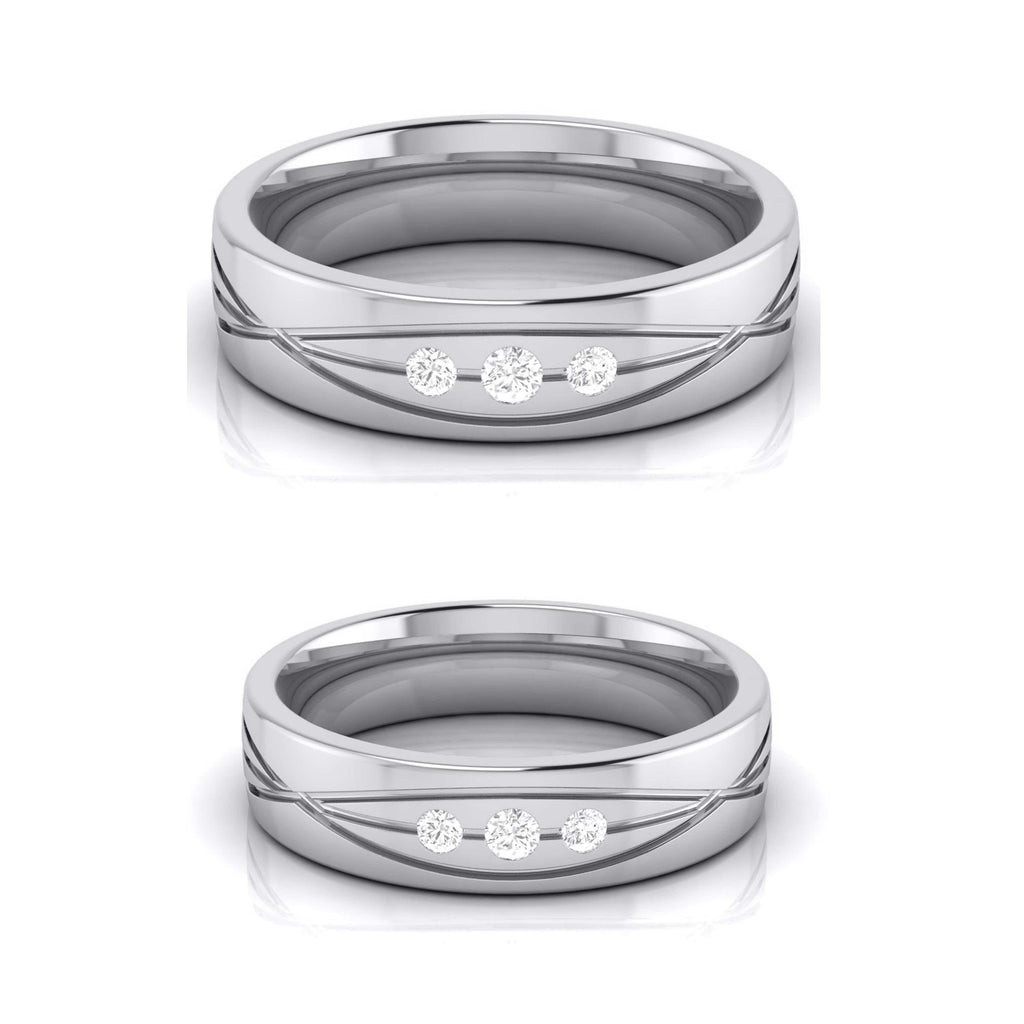 Jewelove™ Rings Both / SI IJ 3 Diamond Platinum Love Bands  JL PT R-8001