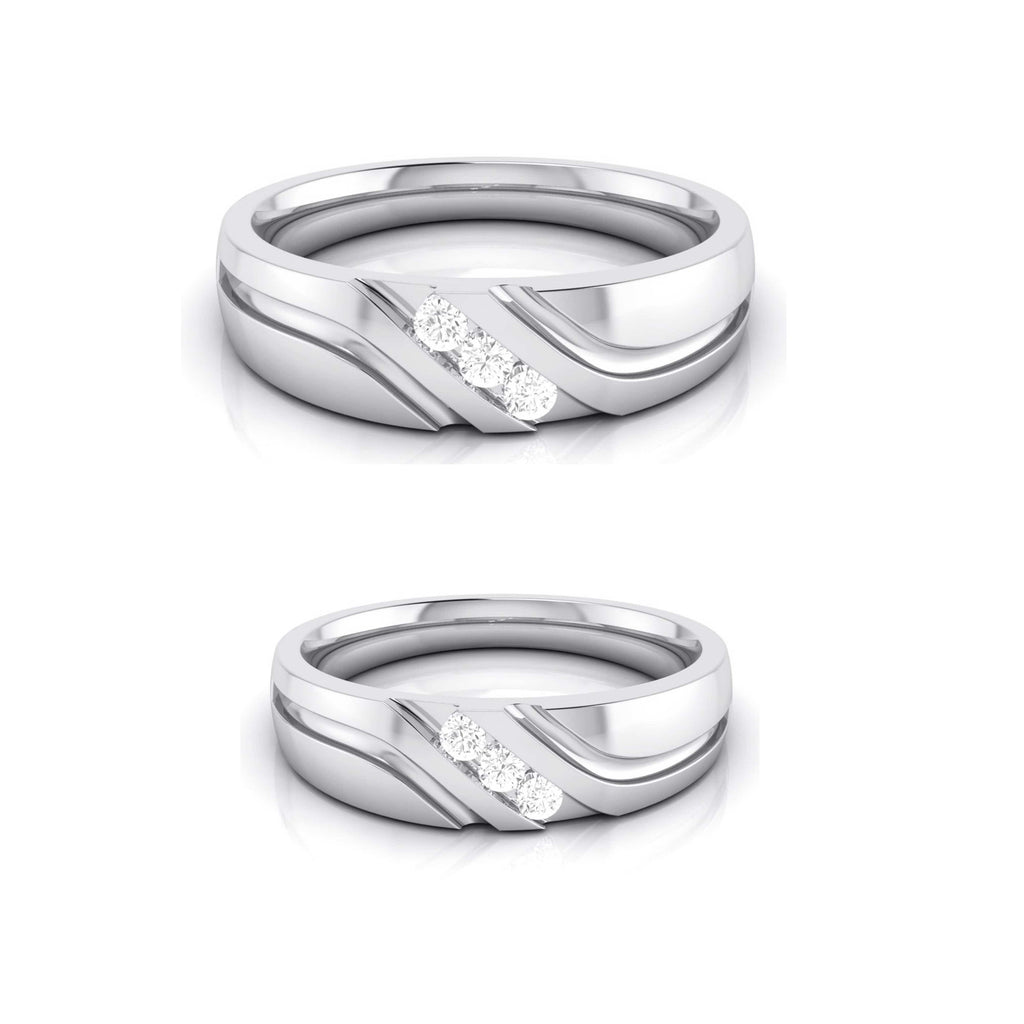Jewelove™ Rings Both / SI IJ 3 Diamond Platinum Love Bands JL PT R-8003