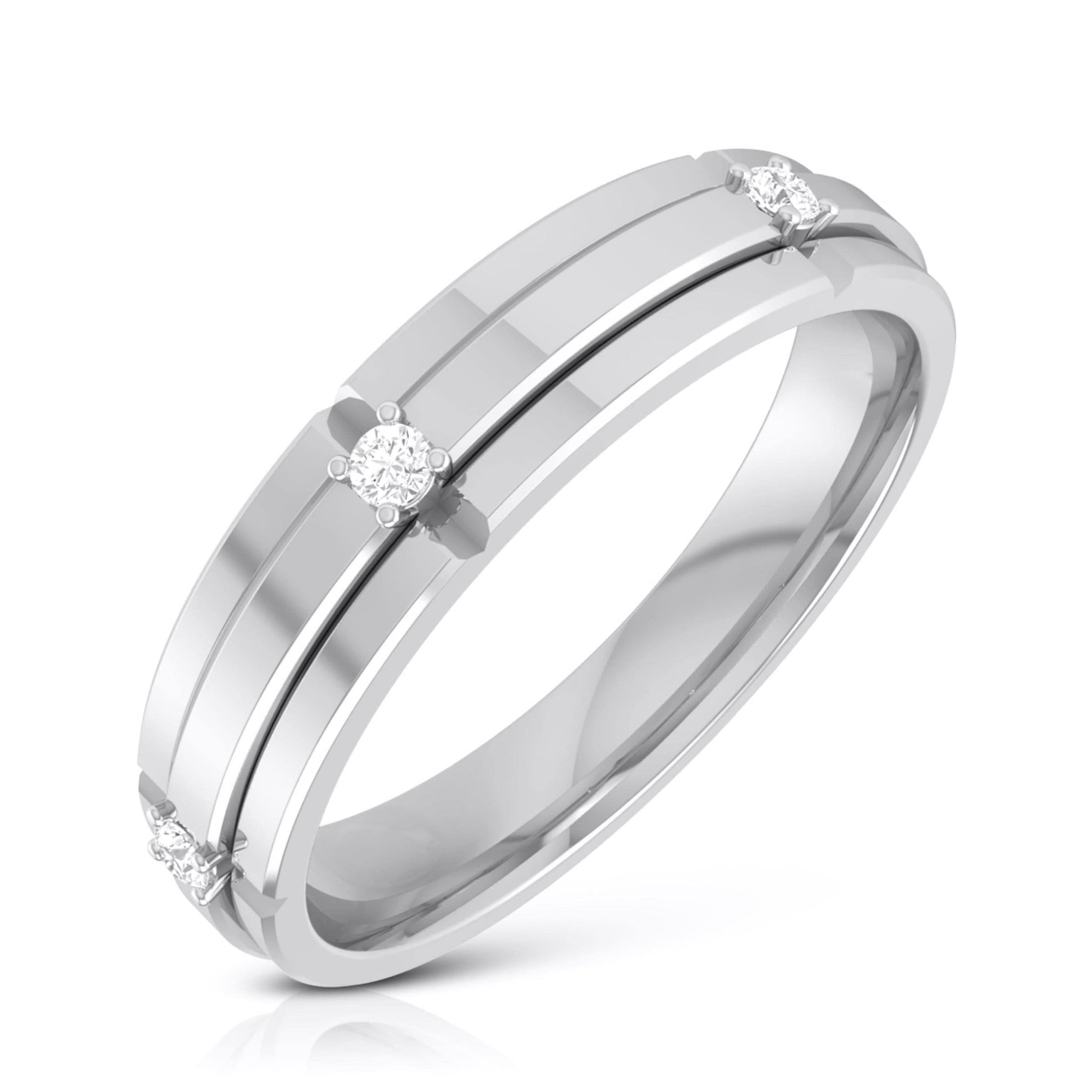 Jewelove™ Rings 3 Diamond Platinum Love Bands JL PT R-8018