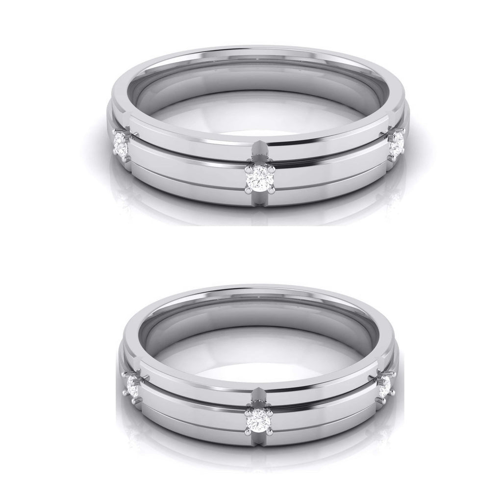 Jewelove™ Rings Both / SI IJ 3 Diamond Platinum Love Bands JL PT R-8018