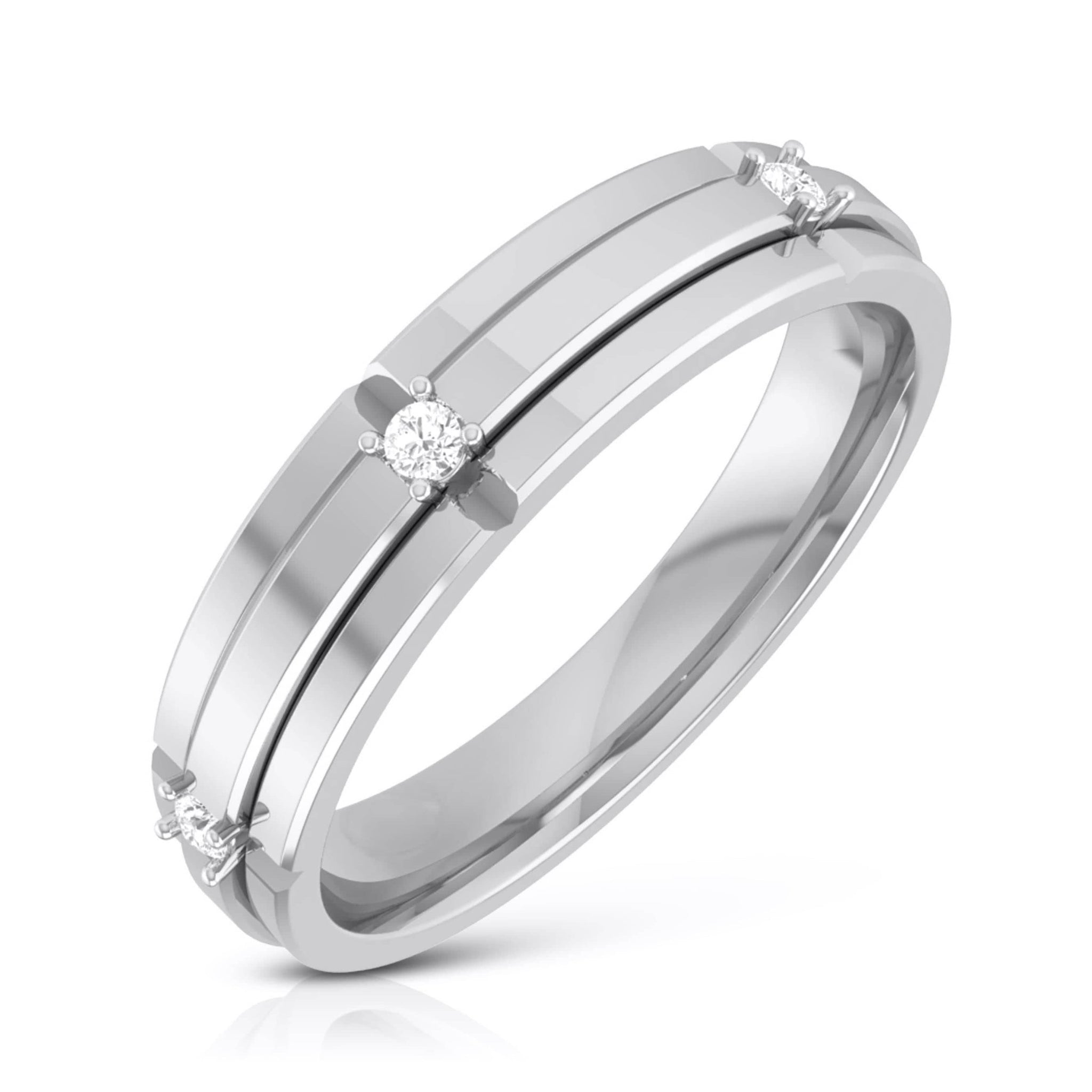 Jewelove™ Rings Men's Band only / SI IJ 3 Diamond Platinum Love Bands JL PT R-8018