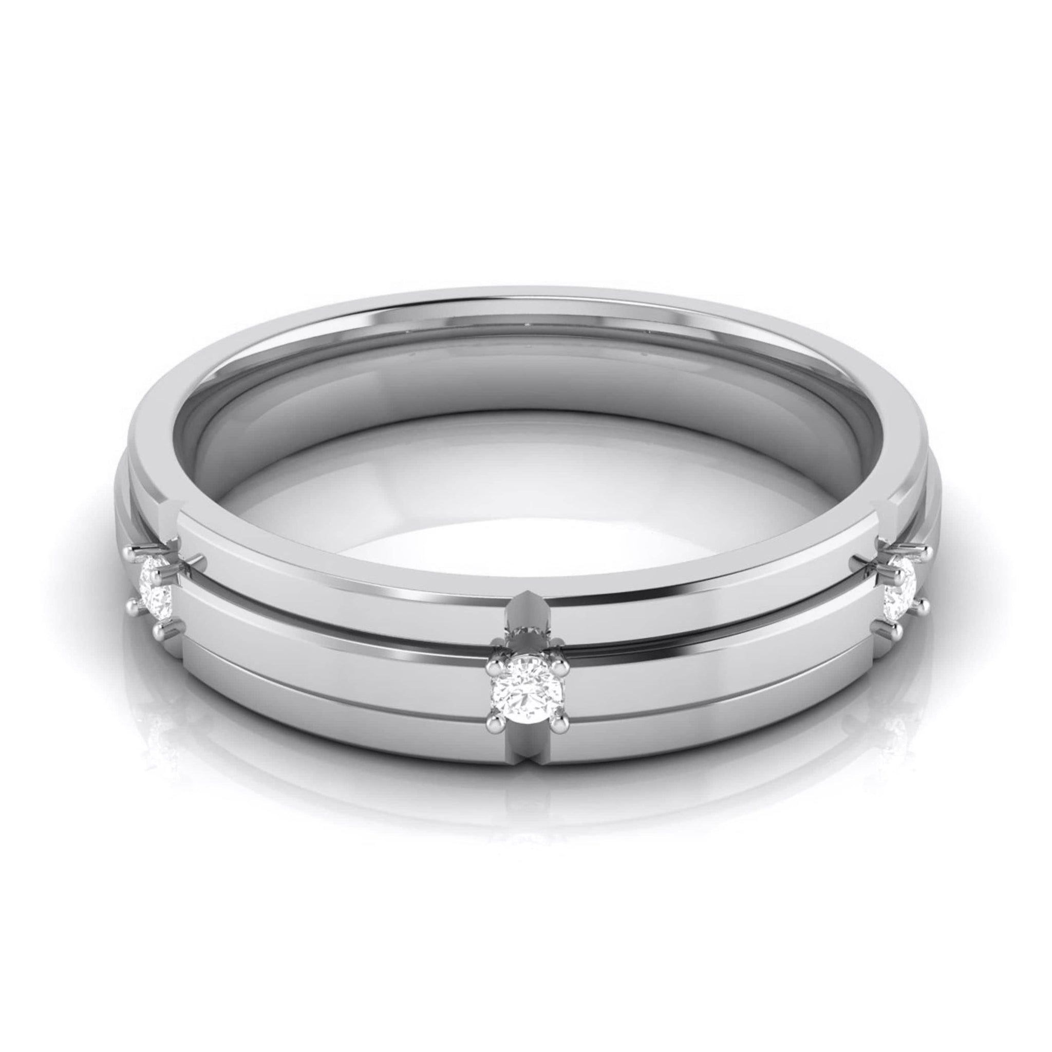 Jewelove™ Rings Women's Band only / SI IJ 3 Diamond Platinum Love Bands JL PT R-8018