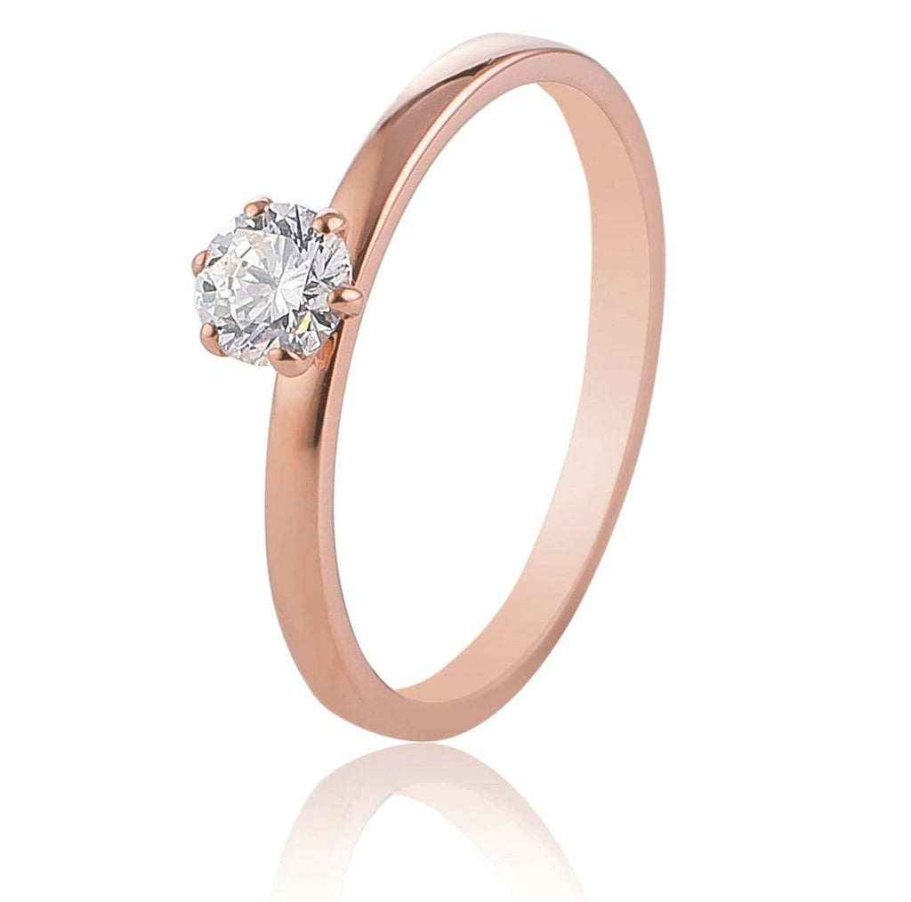 Jewelove™ Rings 30 Pointer Classic 6 Prong Solitaire Ring made in 18K Rose Gold JL AU 12