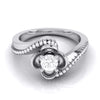 Jewelove™ Rings 30 Pointer Designer Flower Platinum Solitaire Engagement Ring JL PT R-30