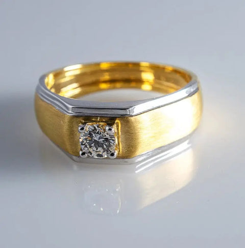 30 Pointer Diamond Solitaire Engagement Ring for Men in 18K Yellow Gold