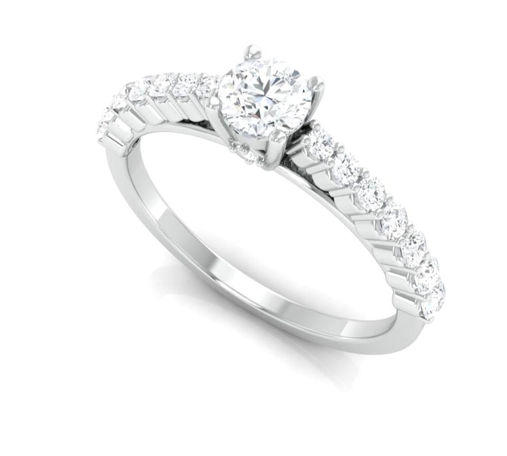 Jewelove™ Rings SI IJ / Women's Band only 30-Pointer Platinum Engagement Solitaire Ring with Diamond Accents JL PT 674