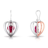 Front Side View of Platinum of Rose Heart Pendant Earring with Diamonds JL PT P 8072