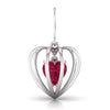 Front View of Platinum of Rose Heart Pendant Earring with Diamonds JL PT P 8072