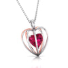 Front Side Veiw of Platinum of Rose Heart Pendant Earring with Diamonds JL PT P 8072