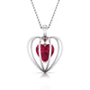 Front Veiw of Platinum of Rose Heart Pendant Earring with Diamonds JL PT P 8072