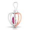 Side View of Platinum of Rose Heart Pendant Earring with Diamonds JL PT P 8072