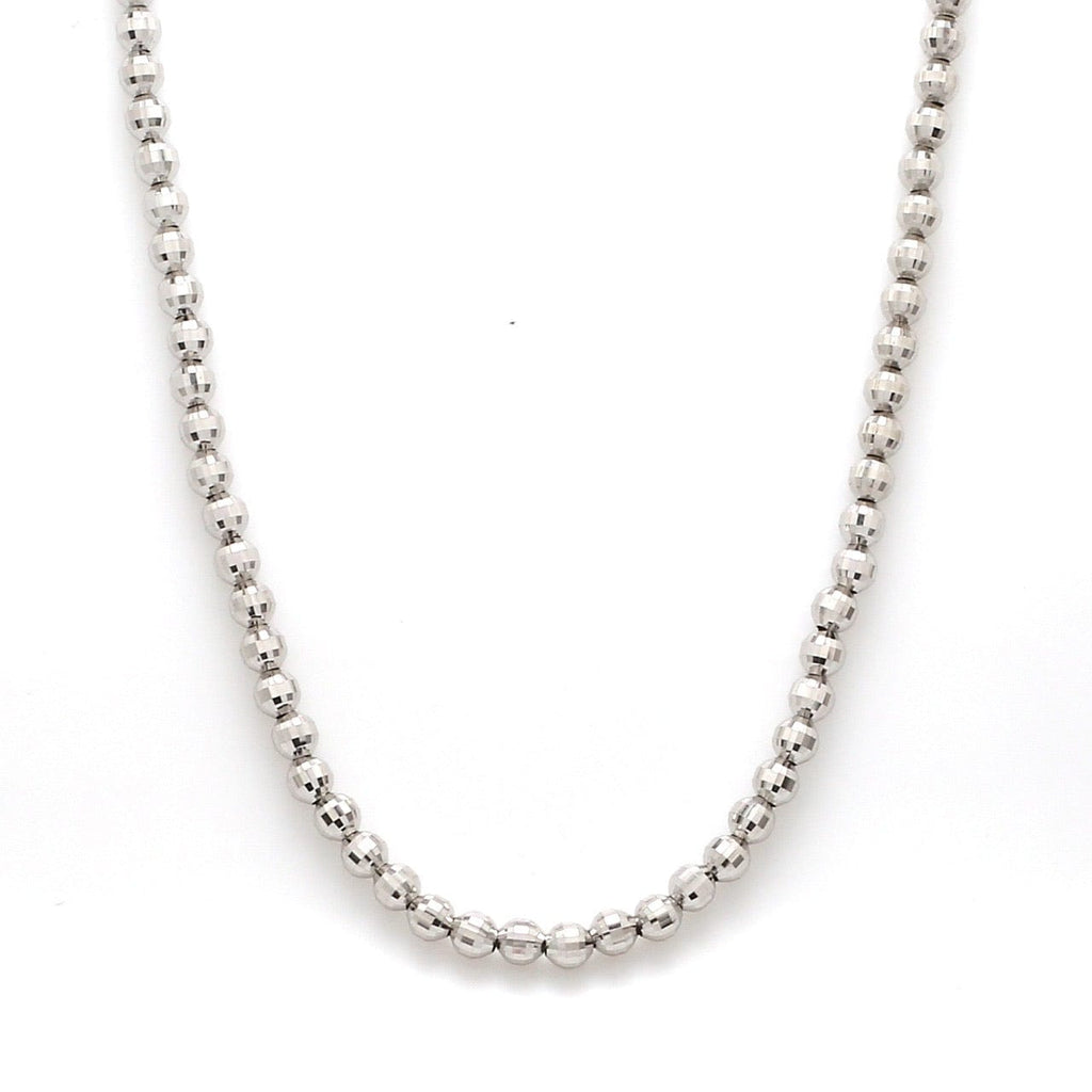 Jewelove™ Chains 18 + 2 inches 4mm Japanese Platinum Chain with Diamond Cut Balls JL PT CH 744