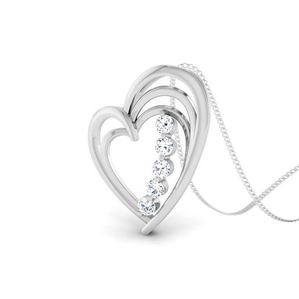 Perspective View of Platinum Love Pendant with Diamonds JL PT P 8097