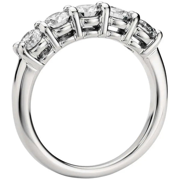 Platinum Diamond Rings in India - 5 Diamond Platinum Wedding Band For Women In Prong Setting JL PT 416