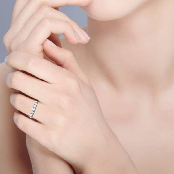 Jewelove™ Rings 5 Pointer Designer Platinum Diamond Ring for Women JL PT NWSSS1076
