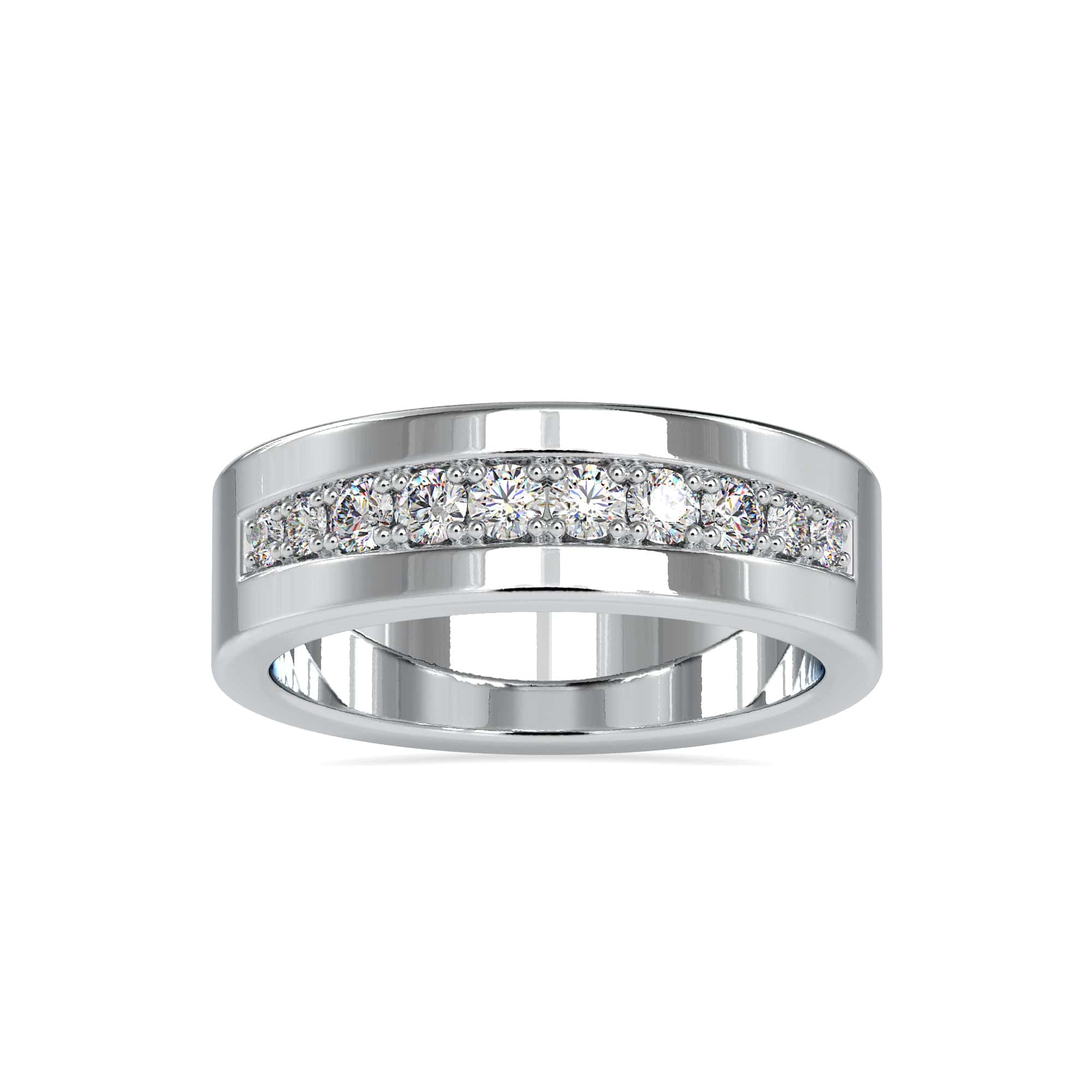 Glimmering 950 Pure Platinum And Diamond Ridged Ring
