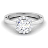 Front View of 30 Pointer Platinum Diamond Halo Solitaire Engagement Ring JL PT 6590