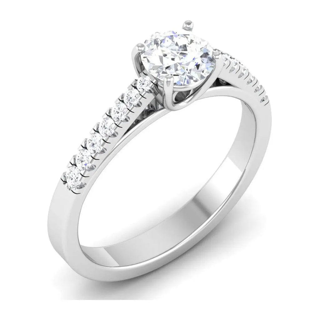 Jewelove™ Rings Women's Band only 50 Pointer Platinum Diamond Solitaire Ring with Diamond Shank For Women JL PT 485