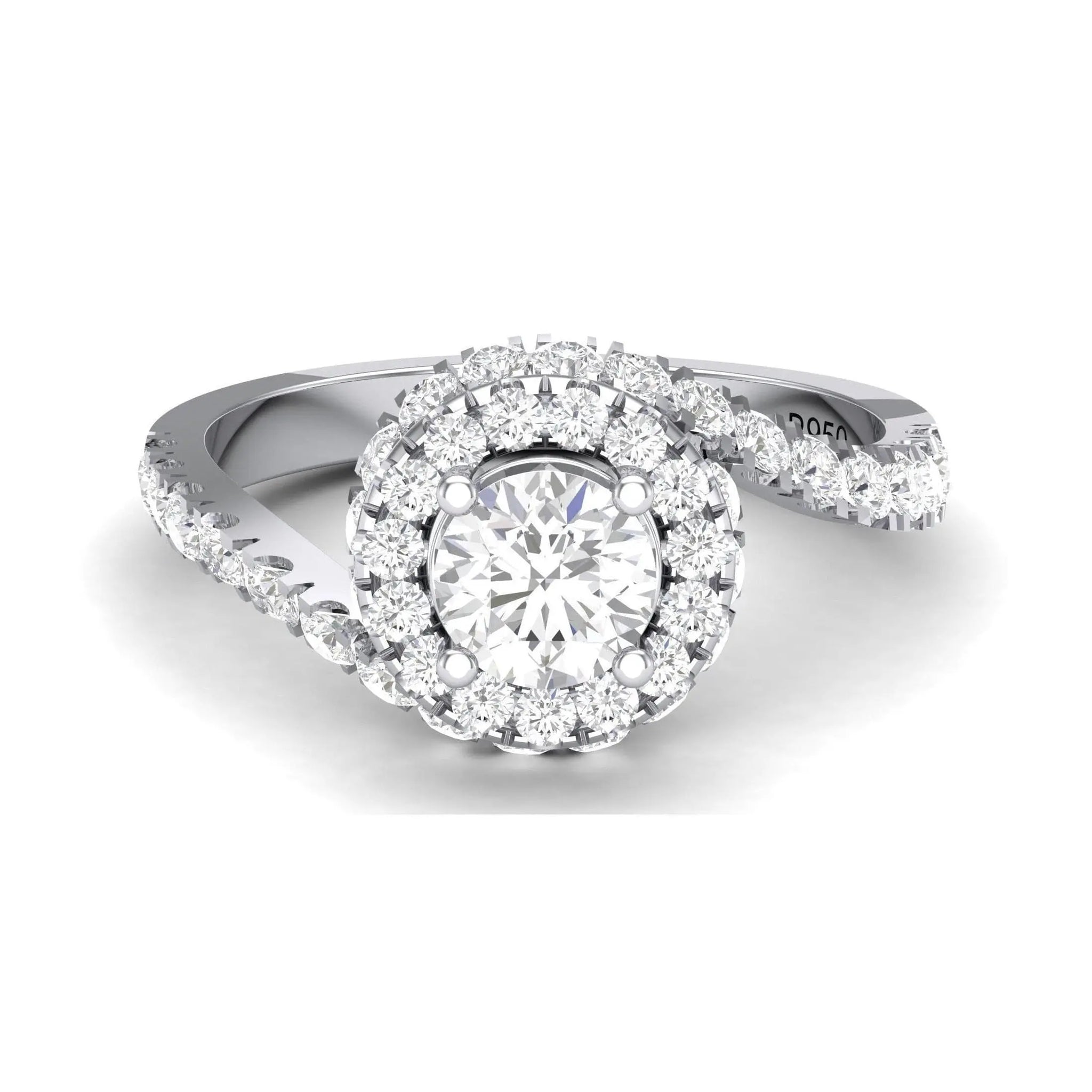 Jewelove™ Rings 50 Pointer Platinum Solitaire Engagement Ring with a Curvy Diamond Shank JL PT 472