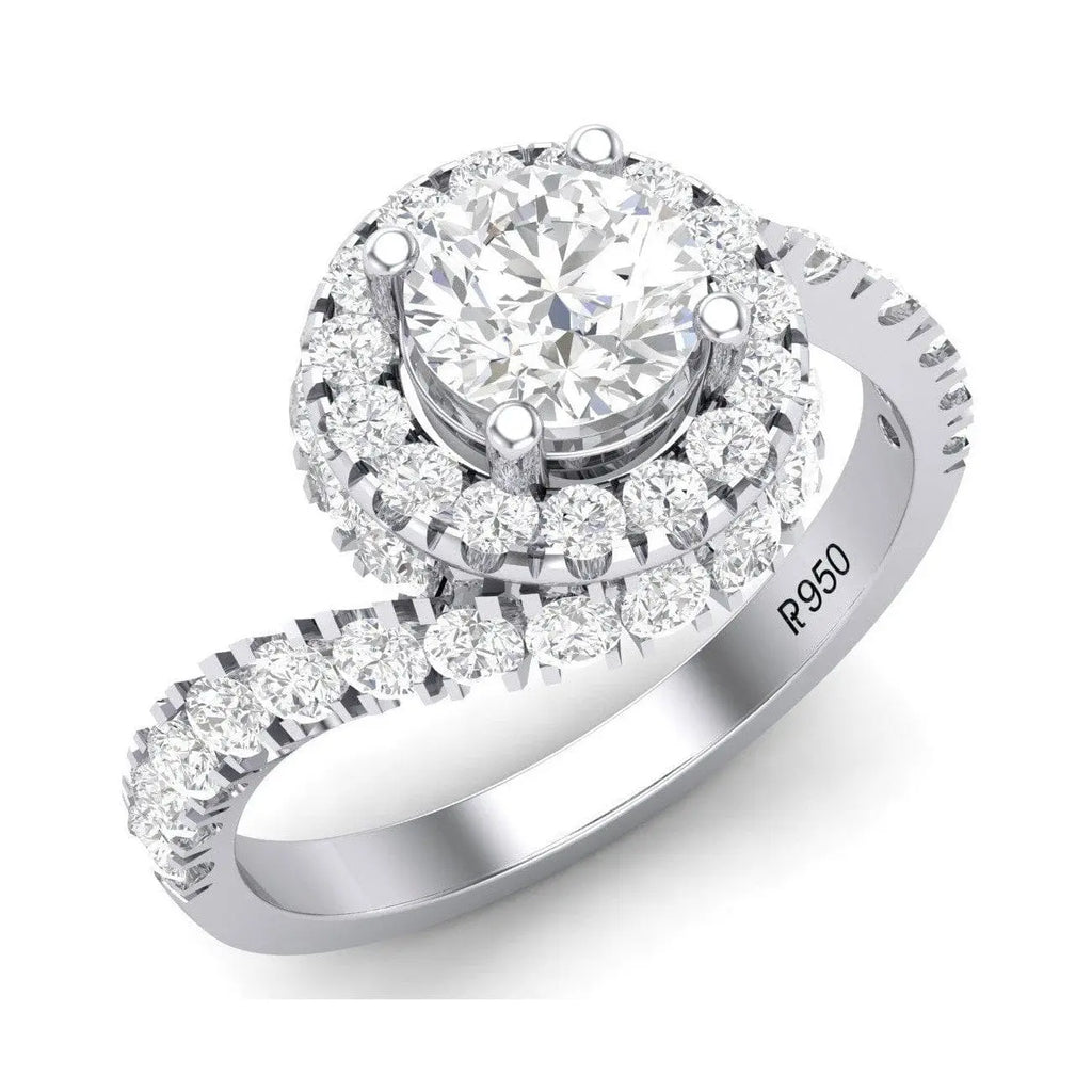 Jewelove™ Rings J VS / Women's Band only 50 Pointer Platinum Solitaire Engagement Ring with a Curvy Diamond Shank JL PT 472