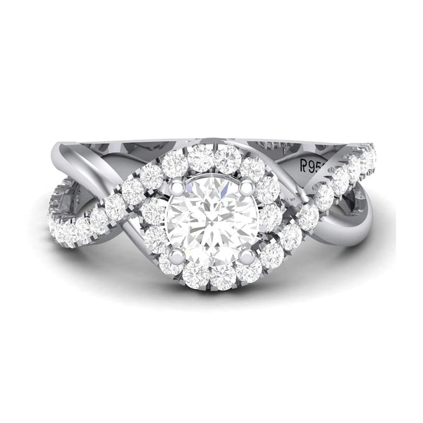 Jewelove™ Rings 50 Pointer Platinum Solitaire Engagement Ring with a Shank Twist JL PT 471