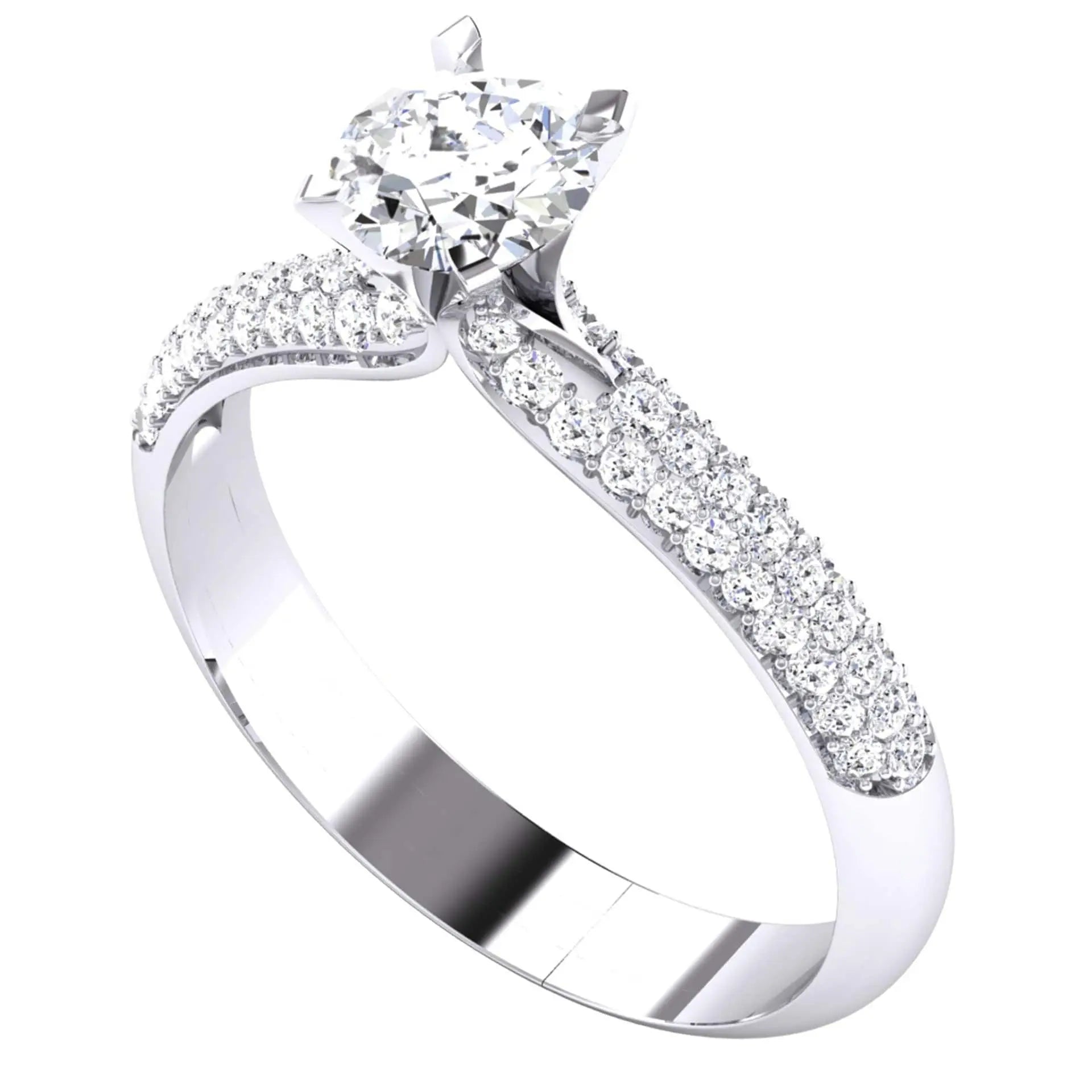 2 Stone Diamond Pave' Ring - Inline Two Stone Diamond Ring