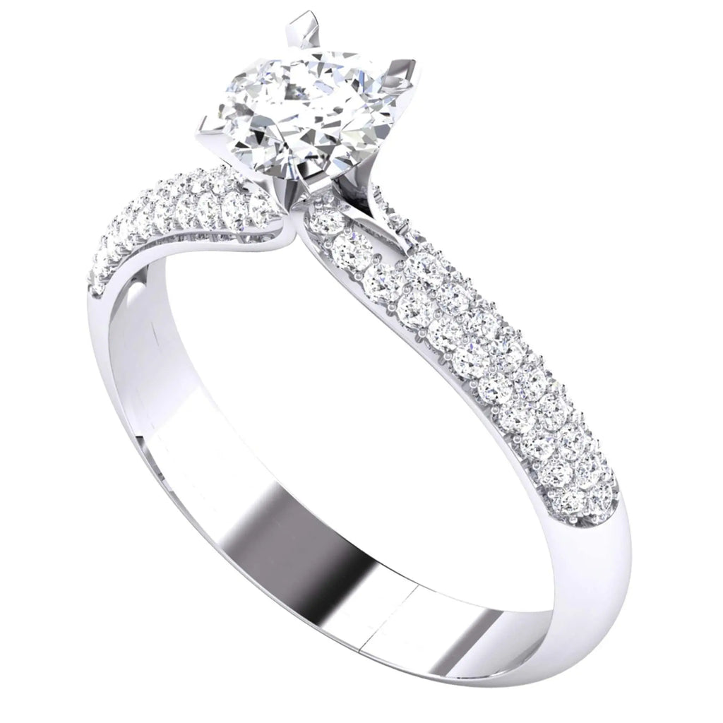 Jewelove™ Rings Women's Band only 50 Pointer Platinum Solitaire Engagement Ring with Small Diamonds on the Shank JL PT 486