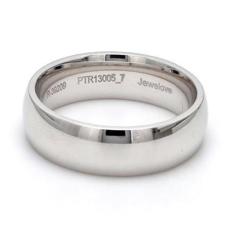 Jewelove™ Rings Men's Band only 6.5 mm Heavy Euro Dome Comfort Fit Platinum Wedding Band for Men JL PT 625-A