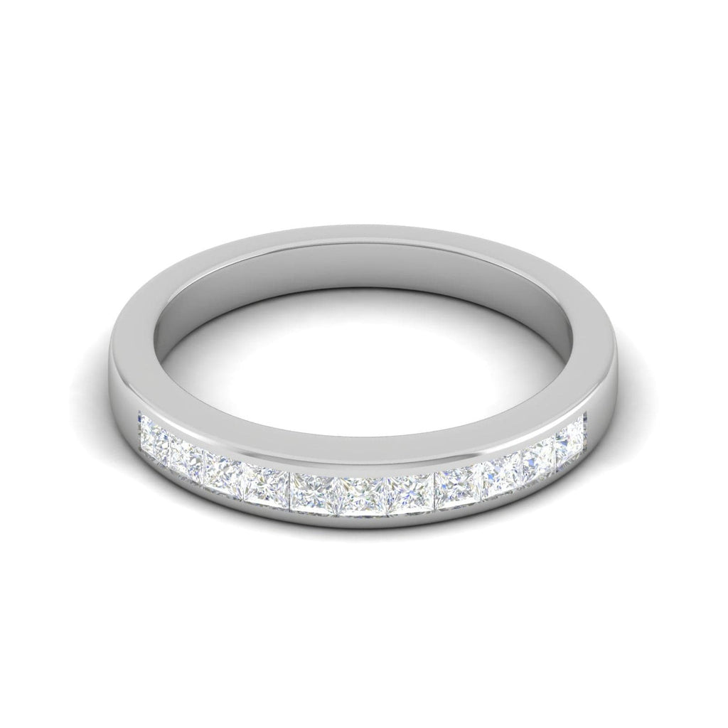 Jewelove™ Rings Women's Band only / SI IJ 6 Pointer Half Eternity Platinum Princess cut Diamonds Ring for Women JL PT WB PR 142