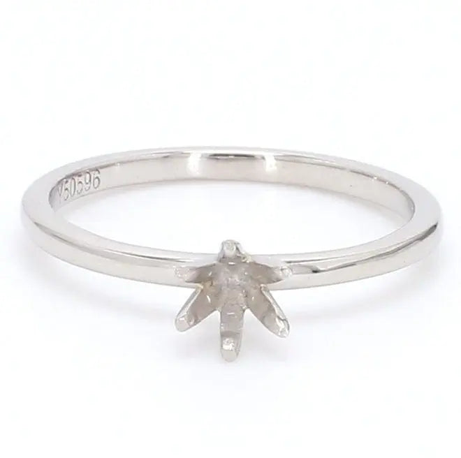 Front View of 6 Prong Platinum Solitaire Ring Setting SKU 0011-M