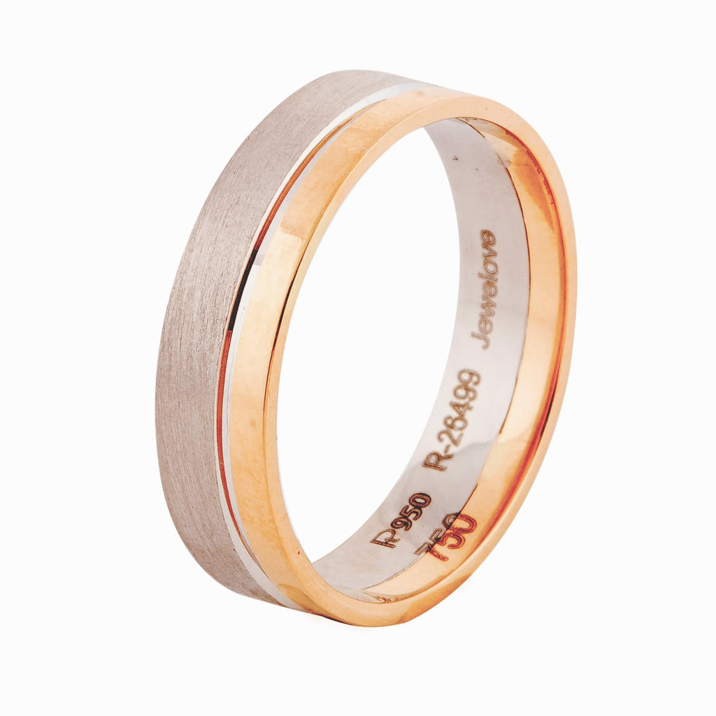 Jewelove™ Rings Men's Band only 6mm Platinum Ring with 2mm Gold Line for Men JL PT 518