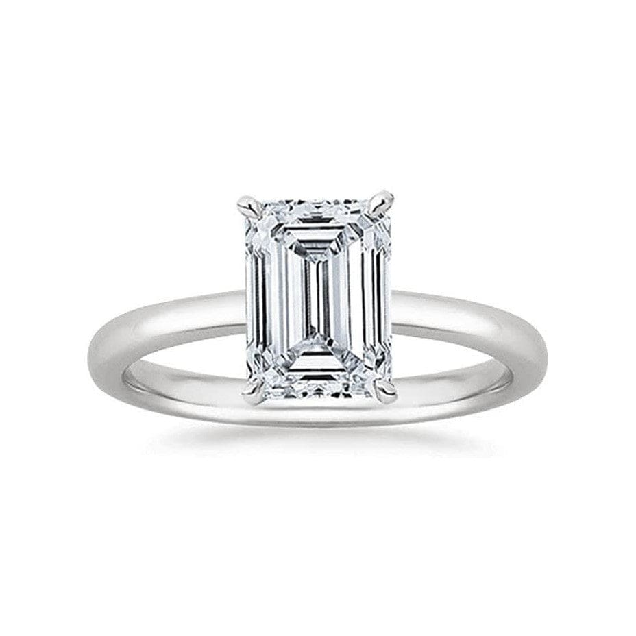 Emerald Cut Trilogy Diamond Engagement Ring, 4 Pear Claw Set with Emerald  Cut Side Stones and Undersweep Setting.
