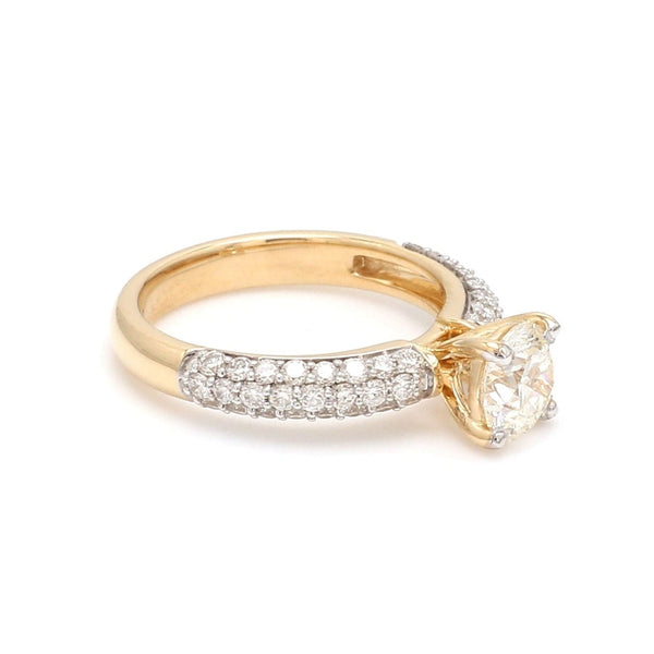 Jewelove™ Rings J VS / Women's Band only 70 Pointer Gold Solitaire Engagement Ring with 3 Row Diamonds JL AU 462-A