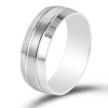 7mm Elegant Plain Platinum Ring for Men with Horizontal Lines by Jewelove Perspective View