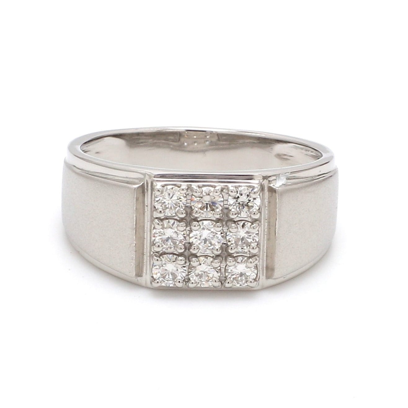 Men's Diamond Accent Rectangle Nugget Ring in White Gold