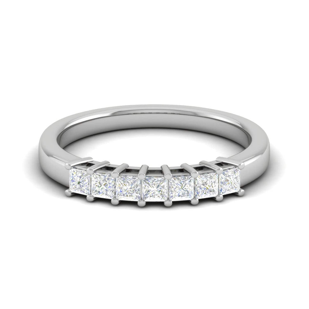 Jewelove™ Rings Women's Band only / SI IJ 9 Pointer Platinum Half Eternity Princess cut Diamonds Ring for Women JL PT WB PR 139