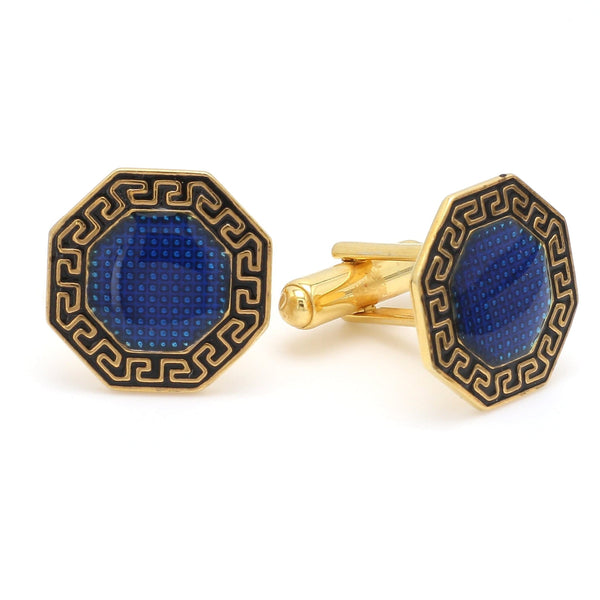 Side 2 View of 925 Silver Cufflinks for Men with Black & Blue Enamel JL AGC 24