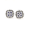 Front View of 925 Silver Cufflinks for Men with Black & Blue Enamel JL AGC 7
