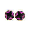 Front View of 925 Silver Cufflinks for Men with Black & Pink Enamel JL AGC 3