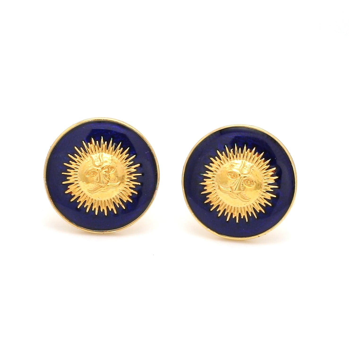 925 Silver Cufflinks for Men with Blue Enamel JL AGC 21