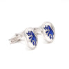 Side View of 925 Silver Cufflinks for Men with Blue Enamel JL AGC 5