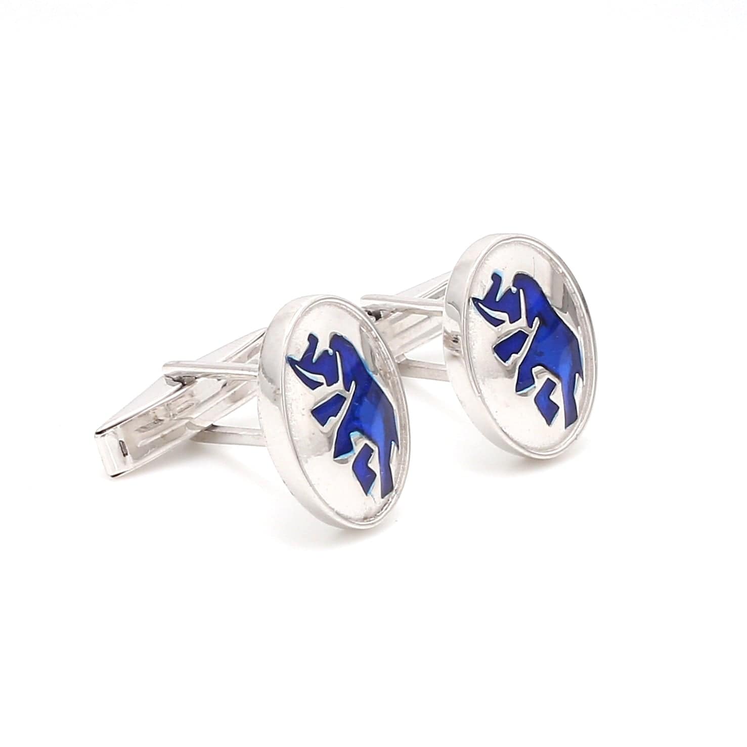 925 Silver Cufflinks for Men with Blue Enamel JL AGC
