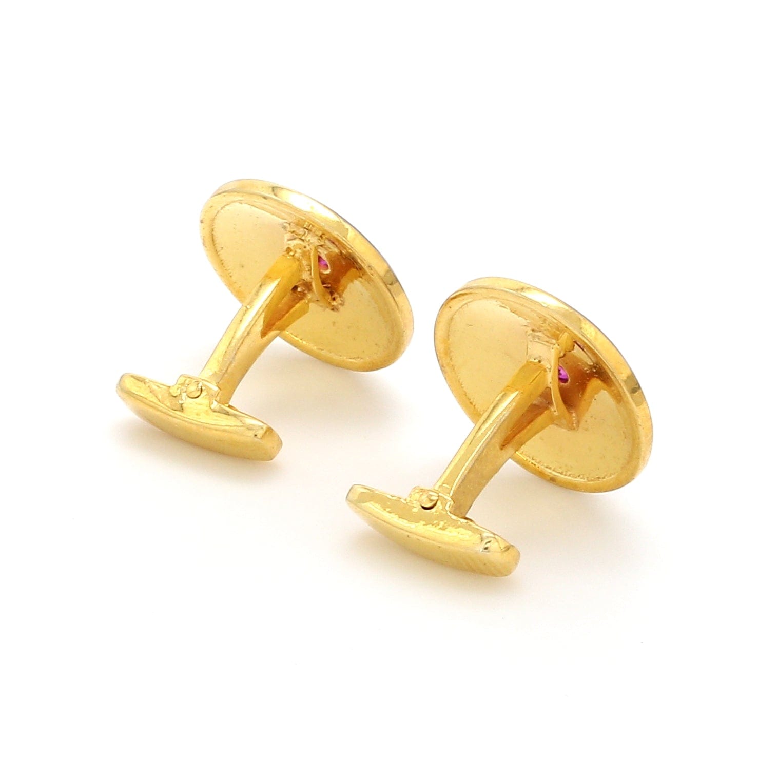 Back View of 925 Silver Cufflinks for Men with Blue & Pink Enamel JL AGC 15