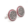 Side View of 925 Silver Cufflinks for Men with Grey & Red Enamel JL AGC 19